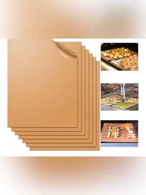 Miaowoof Copper Grill Mat Set of 6-100% Non-Stick BBQ Grill Mats